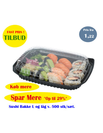 Sushi Tray Large (Blue) Oval Bottom/Lid Black 500pc/box - 