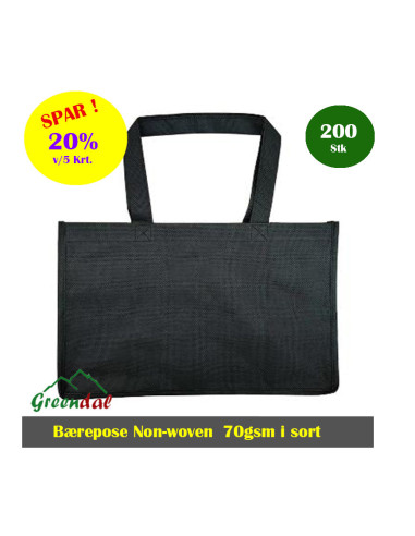 Bærepose Nonwoven 17L Sort 70gsm