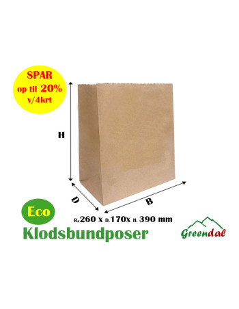 Brick bottom bag brown 20L 80gr 260x170x390mm 300pc/box - 