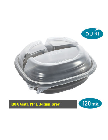 Plastic tray Octaview 3-room 23x23x6cm 1300ml Black 160pc/box - 