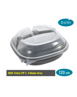 Plastic tray Octaview 3-room 23x23x6cm 1300ml Black 160pc/box - 