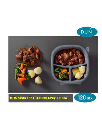 Plastic tray Octaview 3-room 23x23x6cm 1300ml Black 160pc/box -  2