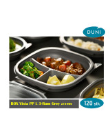 Plastic tray Octaview 3-room 23x23x6cm 1300ml Black 160pc/box - 